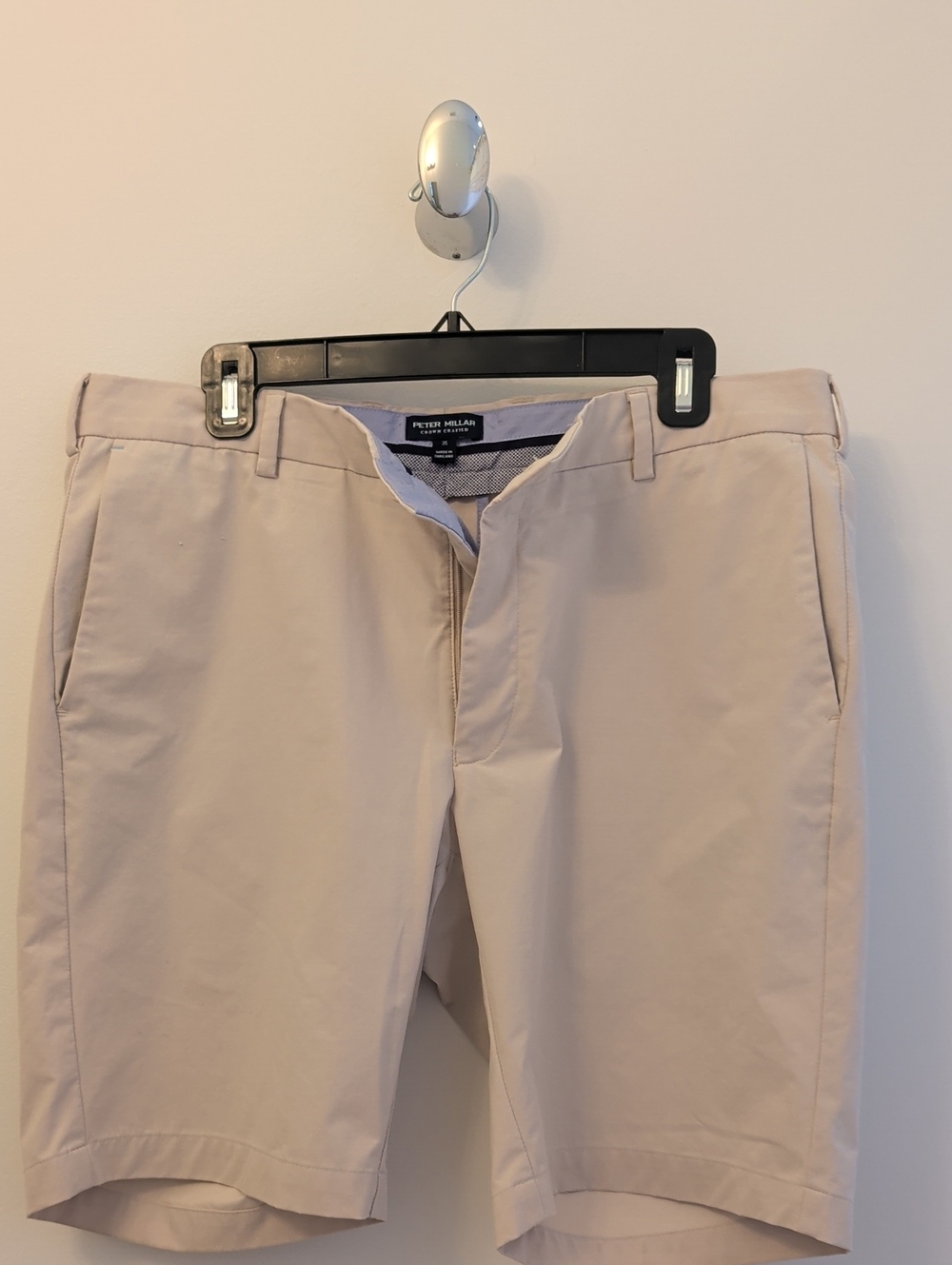 Peter Millar Crown Crafte Khaki  Performance Chino Shorts - Light Beige Size 35w